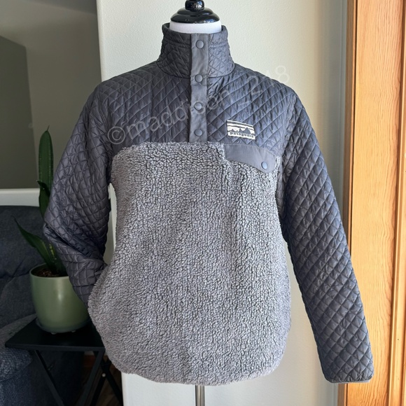 Patagonia Mixed Media Snap-T Pullover Medium Forge Grey Sherpa Quilted Jacket M - Picture 16 of 16